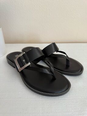New Toscanella Black Buckle Strap Women's Sandals Italy